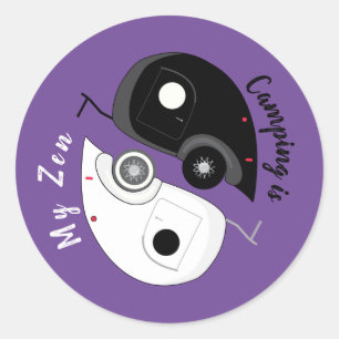 Pegatina Redonda Camping es mi remolque Zen Yin Yang