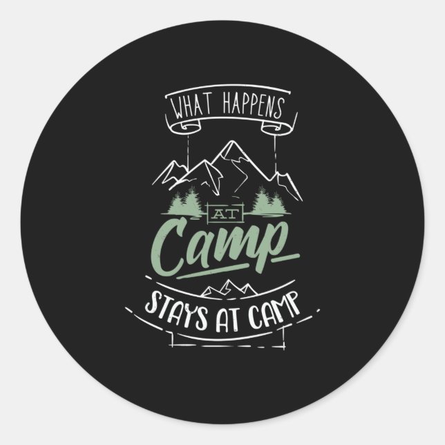 Pegatina Redonda Camping Gracioso Camper Dice Campground (Anverso)
