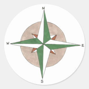 Pegatina Redonda Camping Hiking Mountaineering Compass Direction