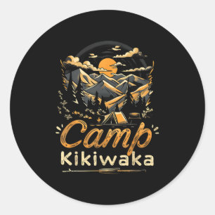 Pegatina Redonda Camping Kikiwaka Camper Hike Tent Forest Mountain
