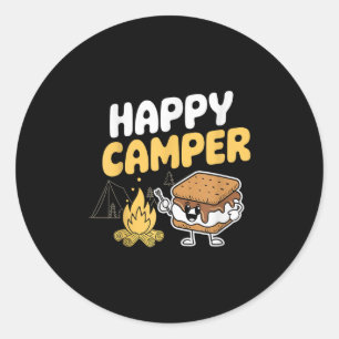 Pegatina Redonda Camping Marshmallow Camping Smores Kawaii Smores