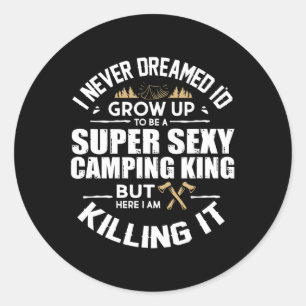 Pegatina Redonda Camping Men Camper Rv Camping Vacaciones Camping D