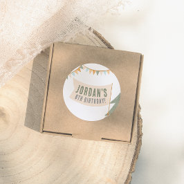 Pegatina Redonda Camping Outdoor Adventure Boy Birday Party