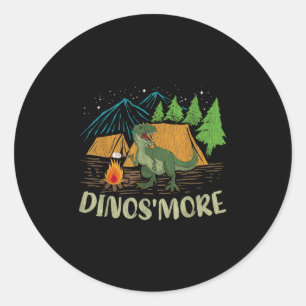 Pegatina Redonda Camping Smore Dinosaur Lover Funny Dinosaur Campin
