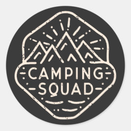 Pegatina Redonda Camping squad aventura amigos campamento