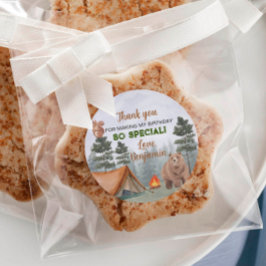 Pegatina Redonda Camping Woodland Labels Birthday Baby Shower