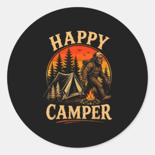 Pegatina Redonda Campingista bigfoot sasquatch aventura al aire lib