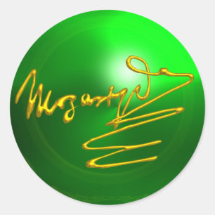 Pegatina Redonda CAMPO A MOZART Gold Signature de Composer Green