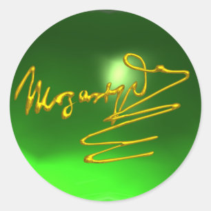 Pegatina Redonda CAMPO A MOZART Gold Signature de Composer Green