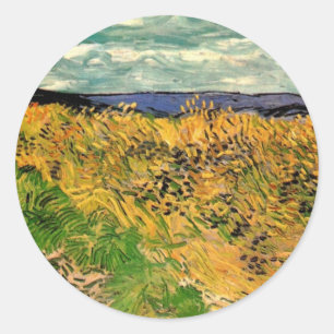 Pegatina Redonda Campo de trigo con acacias by Vincent van Gogh