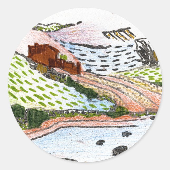 Pegatina Redonda Campo galés (Anverso)