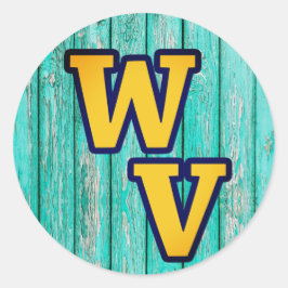 Pegatina Redonda Campo Primitivo de Madera Antigua