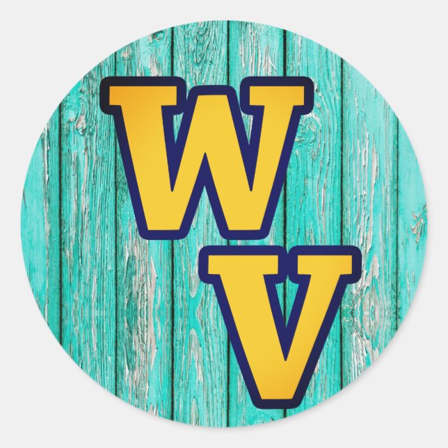 Pegatina Redonda Campo Primitivo de Madera Antigua (Anverso)