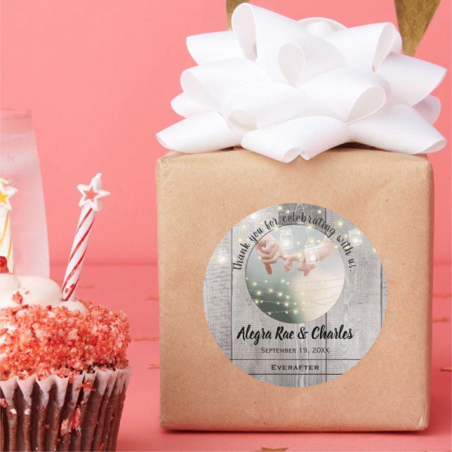 Pegatina Redonda Campo Rústico Tu Foto Gracias (Fiesta)