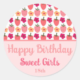 Pegatina Redonda Campos de fresa deslumbrante