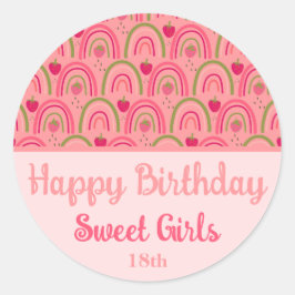 Pegatina Redonda Campos de fresa deslumbrante