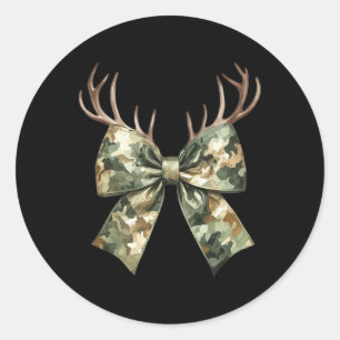 Pegatina Redonda Camuflaje Camo Coquette Bow Cazando Caza de Cerfs