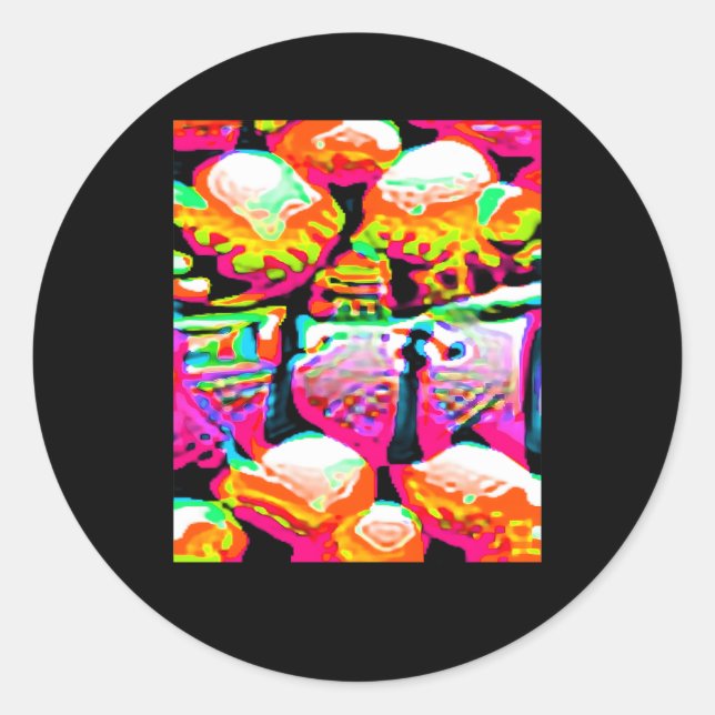 Pegatina Redonda Camuflaje Contra Reconocimiento Facial Contrario I (Anverso)