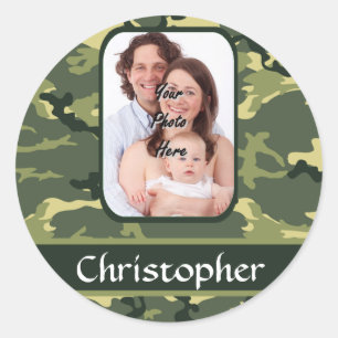 Pegatina Redonda Camuflaje de bosques verdes