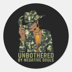 Pegatina Redonda Camuflaje de Camo Camouflage de Chica Negra Occide