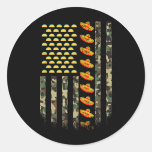 Pegatina Redonda Camuflaje de la Bandera Americana Camo Cinco De Ma