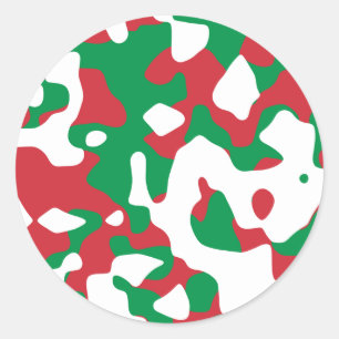 Pegatina Redonda Camuflaje de Navidad