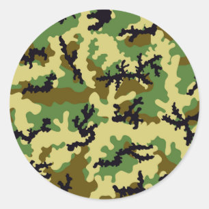 Pegatina Redonda Camuflaje de Woodland