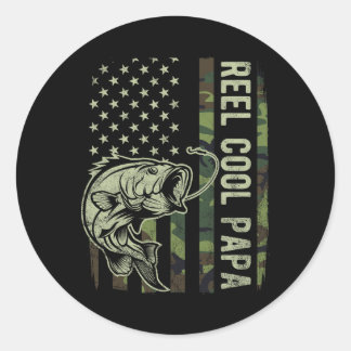 Pegatina Redonda Camuflaje del Papa Genial Bandera Americana Día de