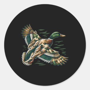 Pegatina Redonda Camuflaje Escuela Vieja Camo Coquette Bow Duck Hun
