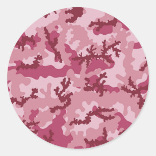 Pegatina Redonda Camuflaje rosa