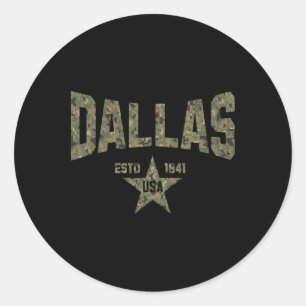 Pegatina Redonda Camuflaje Souvenir EE. UU. Estrella Dallas Texas