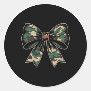 Pegatina Redonda Camuflaje Viejo Camo Bow Camo Coquette Bow Huning