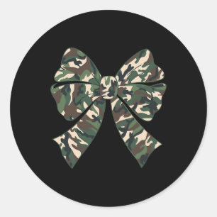 Pegatina Redonda Camuflaje Viejo Camo Bow Camo Coquette Bow Huning