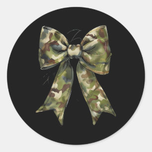 Pegatina Redonda Camuflaje Viejo Camo Bow Camo Coquette Bow Huning