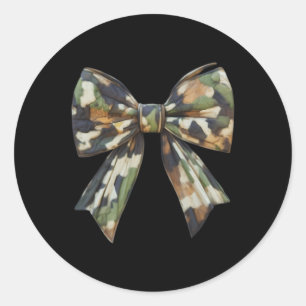 Pegatina Redonda Camuflaje Viejo Camo Bow Camo Coquette Bow Huning