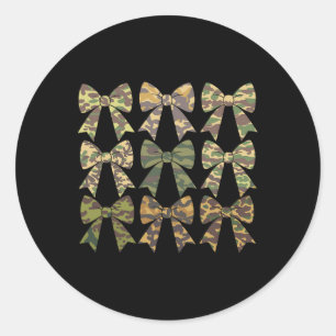 Pegatina Redonda Camuflaje Viejo Camo Bow Camo Coquette Bow Huning