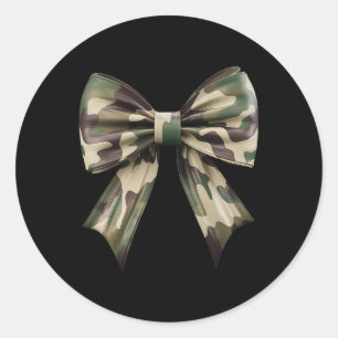Pegatina Redonda Camuflaje Viejo Camo Bow Camo Coquette Bow Huning