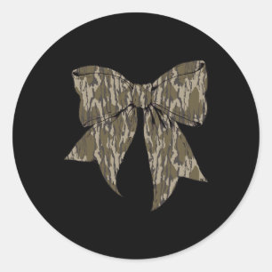 Pegatina Redonda Camuflaje Viejo Camo Bow Camo Coquette Bow Huning