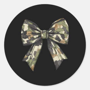 Pegatina Redonda Camuflaje Viejo Camo Bow Camo Coquette Bow Huning