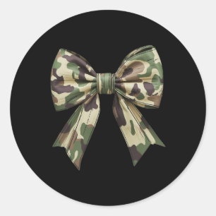 Pegatina Redonda Camuflaje Viejo Camo Bow Camo Coquette Bow Huning