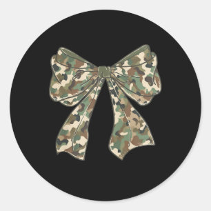Pegatina Redonda Camuflaje Viejo Camo Bow Camo Coquette Bow Huning