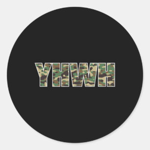 Pegatina Redonda Camuflaje Yhwh Yahweh Christian Camo Hunting