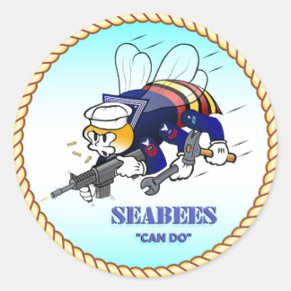 Pegatina Redonda Can Do Seabee