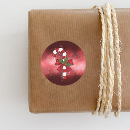 Pegatina Redonda Caña De Velas Rojas En Un Fondo De Bokek Rojo