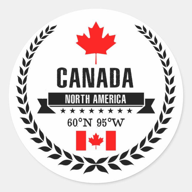 Pegatina Redonda Canadá (Anverso)