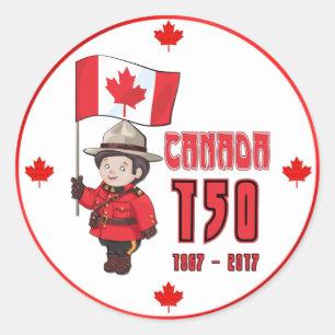 Pegatina Redonda Canadá 150 años
