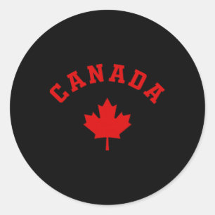 Pegatina Redonda Canadá Bandera canadiense Logotipo de hoja de arce