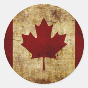 Pegatina Redonda Canadá / bandera grungeada