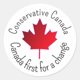 Pegatina Redonda Canadá conservador. Canadá primero, para variar.