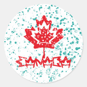 Pegatina Redonda CANADA double RAIN EARTH MAPLE BY MASANSER PIXELAT